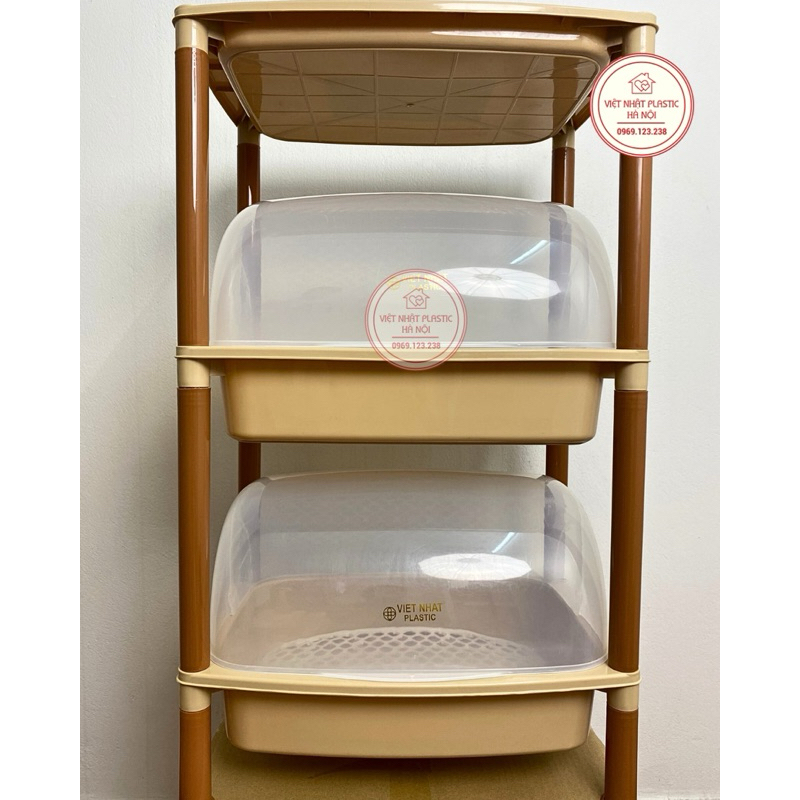 Kệ úp bát đũa, chạn bát có nắp đậy Việt Nhật, giá rẻ. Siêu Bền 3 tầng, 4 tầng- 5552- 5553 VN