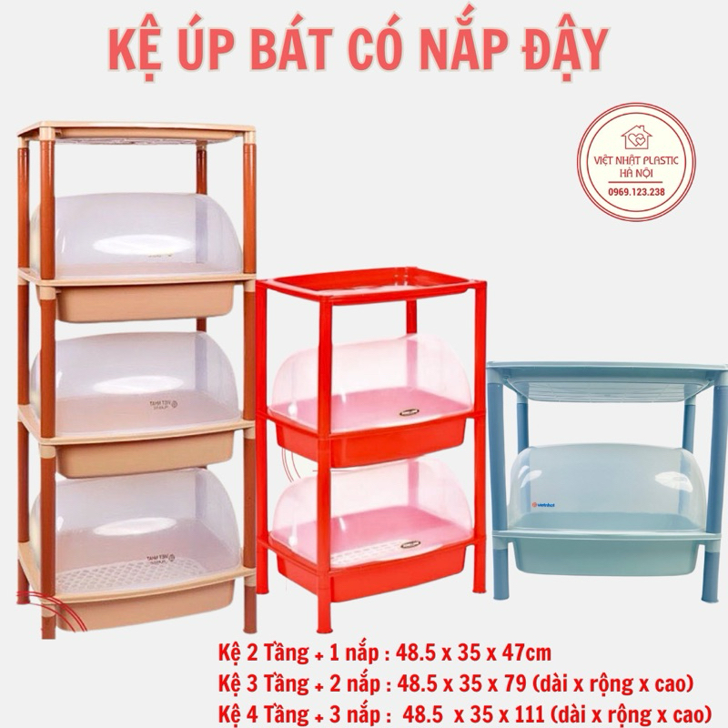 Kệ úp bát đũa, chạn bát có nắp đậy Việt Nhật, giá rẻ. Siêu Bền 3 tầng, 4 tầng- 5552- 5553 VN