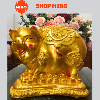 Heo đất tiết kiệm Heo Tết bệ vàng tài lộc phong thuỷ size Đại