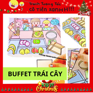 [4 - 15 TUỔI] Cô Tiên Xanh - XE BÁN TRÁI CÂY BUFFET và 40 bộ Tranh Tương Tác , đồ chơi giấy