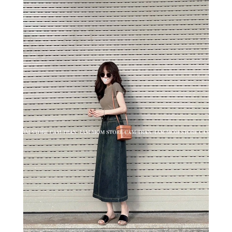 CHÂN VÁY DENIM 2 TÚI XẺ SAU MẪU MỚI #9505