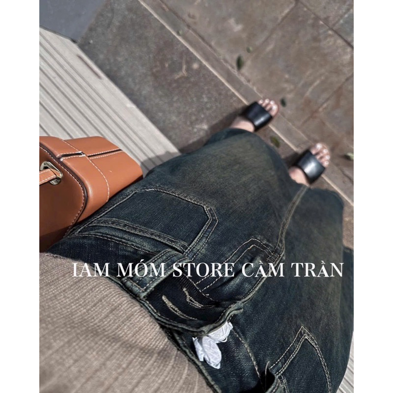CHÂN VÁY DENIM 2 TÚI XẺ SAU MẪU MỚI #9505