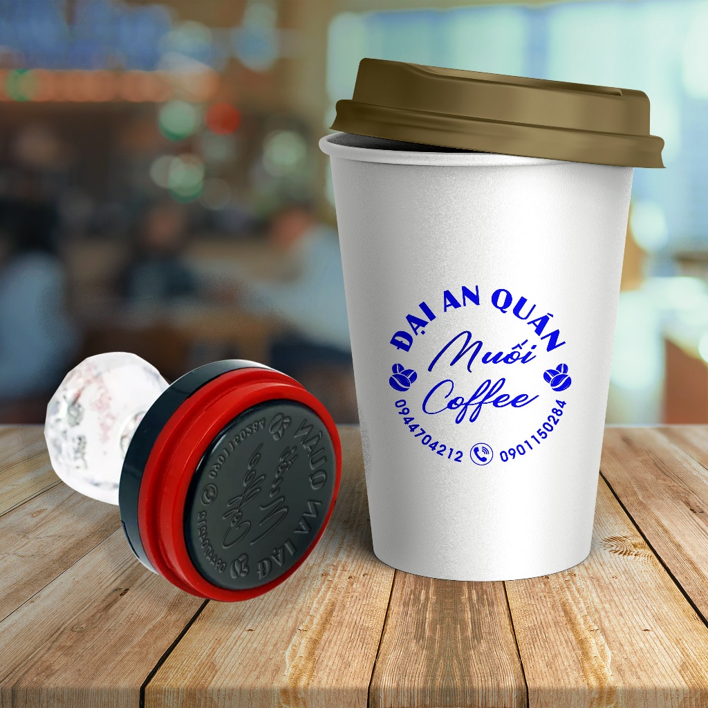 CON DẤU MỘC FLASH cán pha lê nhiều kích thướt, mực dấu mộc in đóng LOGO, in bao bì, in ly nhựa, in hộp xốp, in túi bóng.