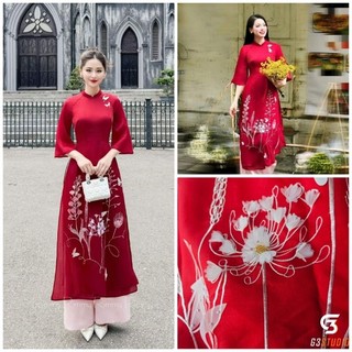 🥰 Áo dài tơ 4 tà cao cấp.đẹp hàng thiết kế giá rẻ chất vải mềm mại 4 tà