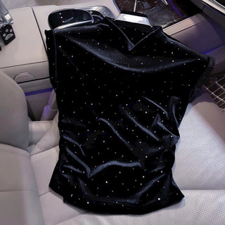 Áo cổ lọ chất nhung đá bling bling