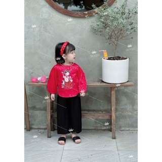 Set bà ba gấm đỏ quần lụa  cho bé gái 8-18kg(TAMDO)