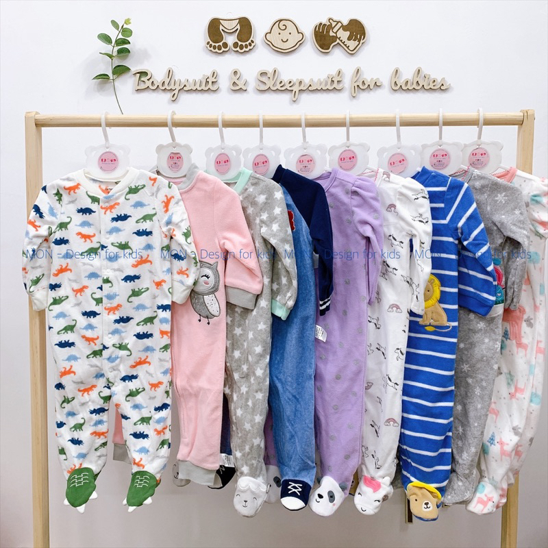 Sleepsuit nỉ, chần bông mẫu mới 2024 hàng xuất dư các hãng cho bé