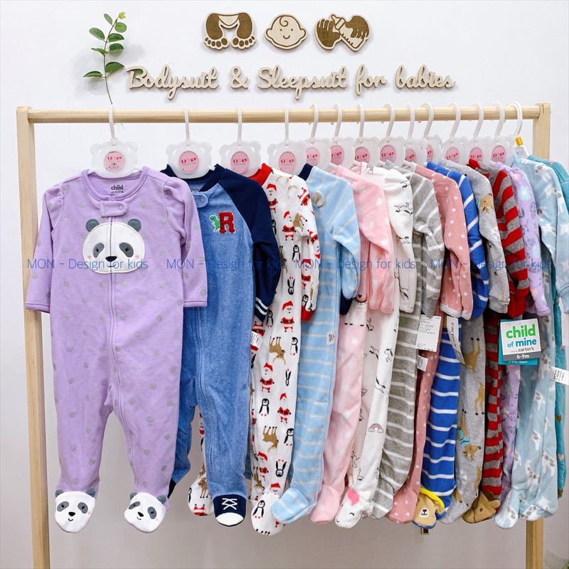 Sleepsuit nỉ, chần bông mẫu mới 2024 hàng xuất dư các hãng cho bé