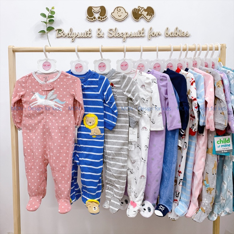 Sleepsuit nỉ, chần bông mẫu mới 2024 hàng xuất dư các hãng cho bé