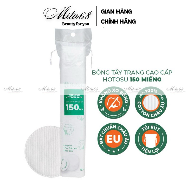Bông Tẩy Trang Hotosu Cao Cấp 150 Miếng