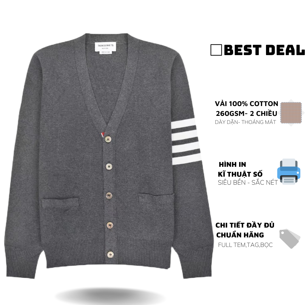 Áo cardigan Thom phối sọc tay nam nữ cao cấp Áo cardigan Thom phối sọc nam nữ mới nhất