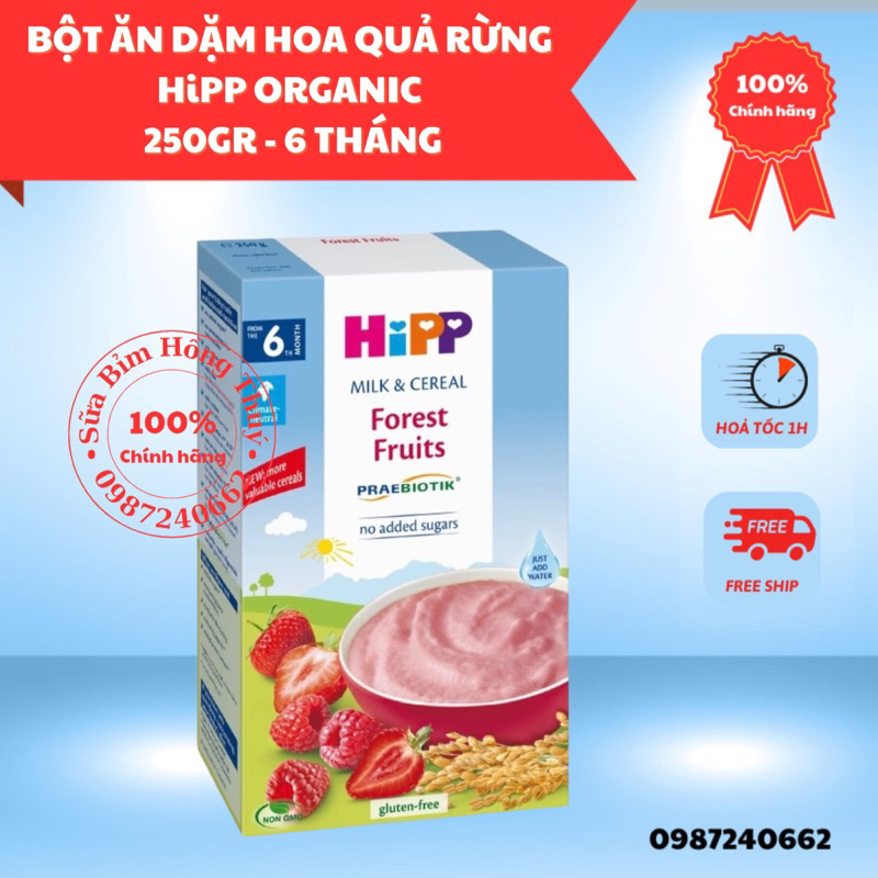 Bột ăn dặm dinh dưỡng Sữa, Hoa quả rừng HiPP Organic 250g