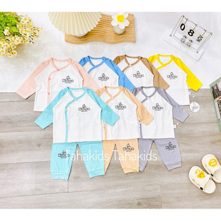 Bộ sơ sinh, Bộ thun lạnh dài tay cho bé cúc chéo quần đáp đũng Quần áo sơ sinh bé gái bé trai Kwaa