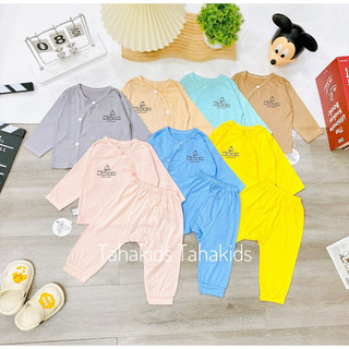 Bộ Dài Tay Thun Lạnh Cúc Chéo Cho Bé, Đồ bộ sơ sinh đáp đũng đóng bỉm Kwaa