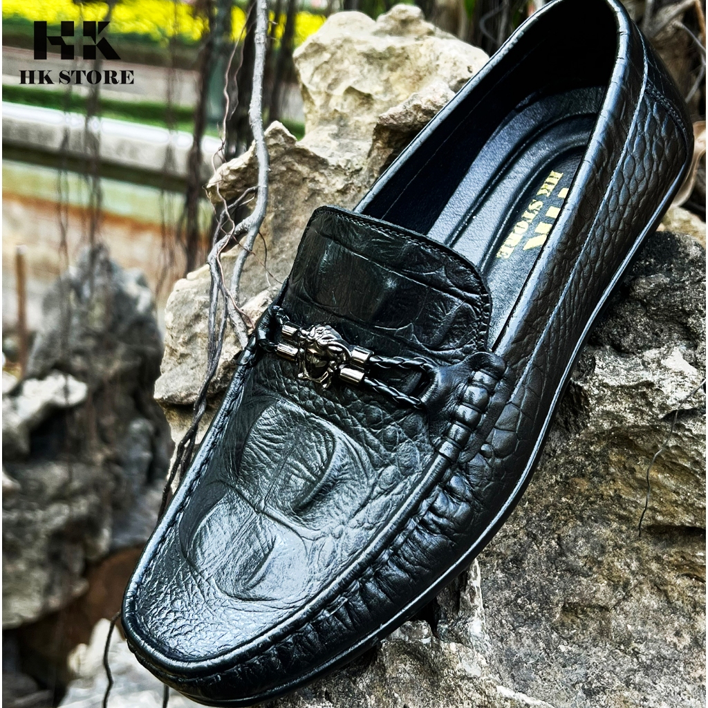 Giày mọi nam da bò dập vân cá sấu thòi trang đẹp mắt , dễ dàng phối đồ , đi lại êm chân mềm mại