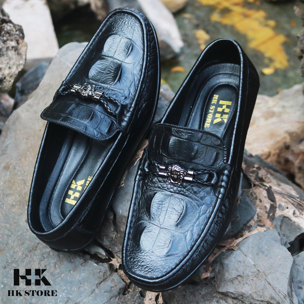 Giày mọi nam da bò dập vân cá sấu thòi trang đẹp mắt , dễ dàng phối đồ , đi lại êm chân mềm mại
