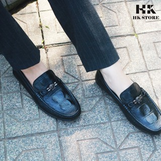 giày mọi nam da bò dập vân cá sấu thòi trang đẹp mắt , dễ dàng phối đồ , đi lại êm chân mềm mại GM04