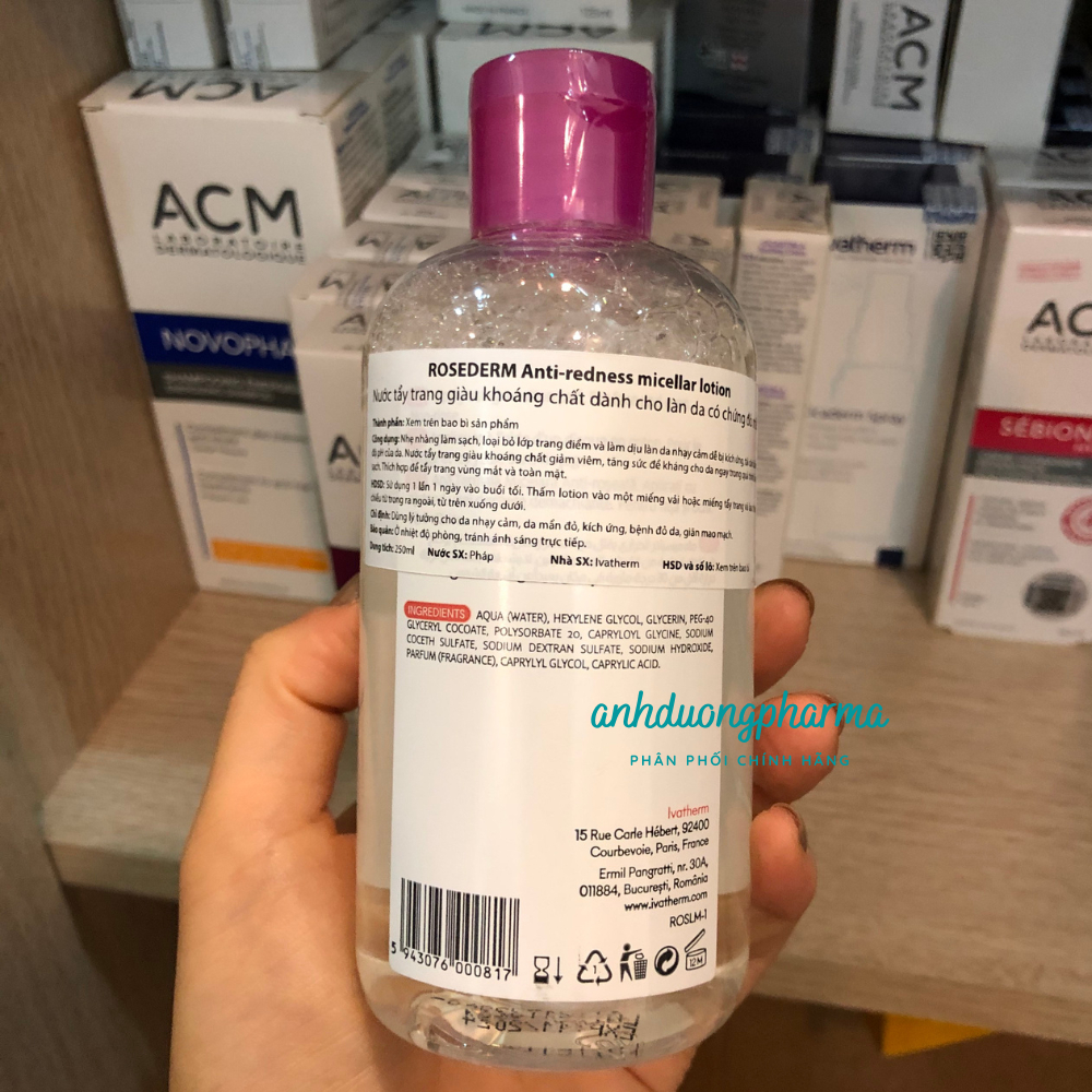 Nước Tẩy Trang Cho Da Nhạy Cảm - Rosederm Anti Redness Micellar Lotion 250ml