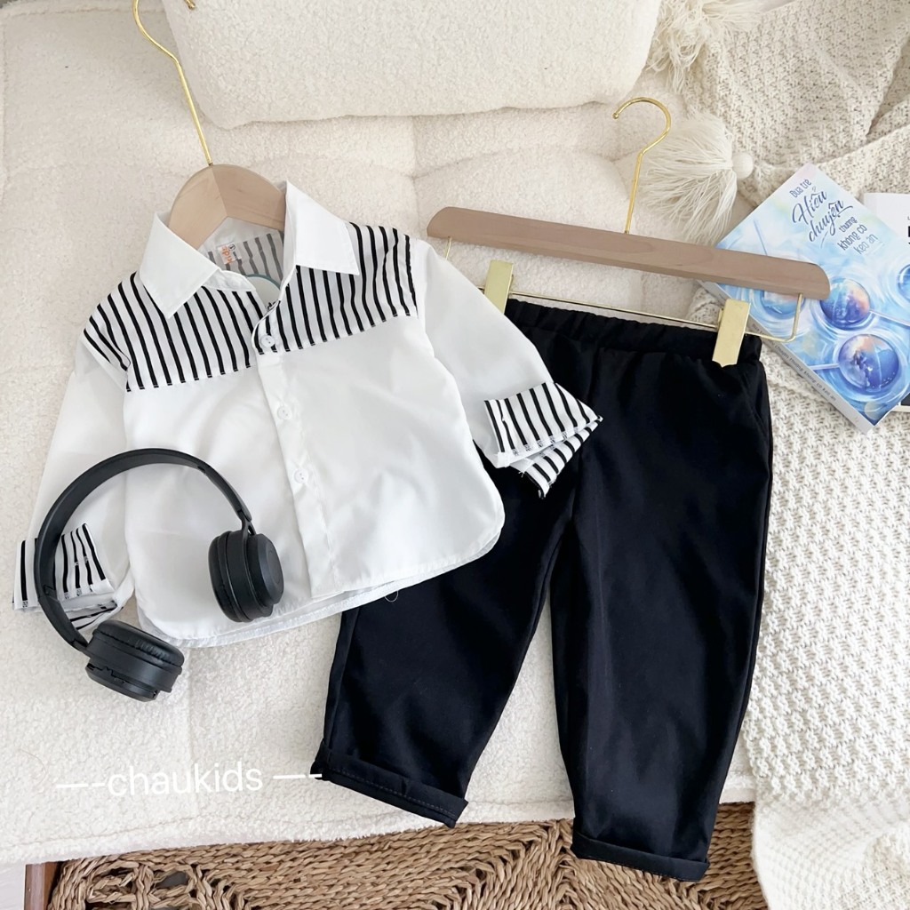 10-30KG Bộ sơ mi áo tay dài quần kaki 2 da