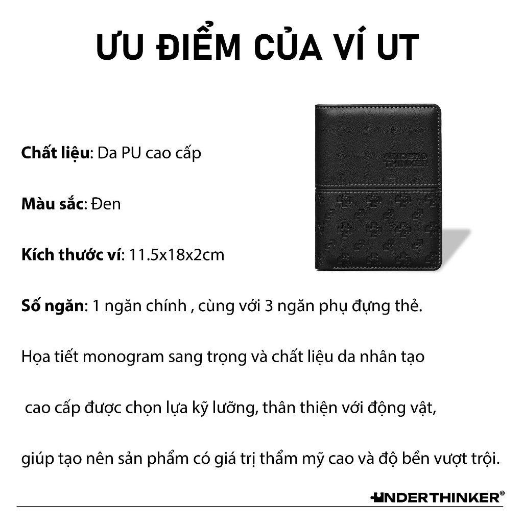 Ví Da Nam Monogram Riona Dập Chìm Cao Cấp Chính Hãng Under Thinker