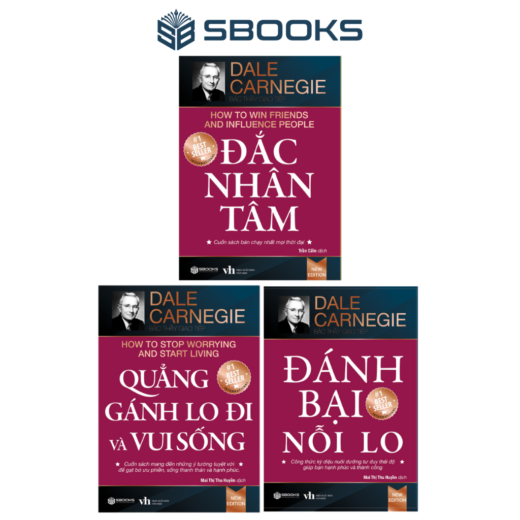 Sách - Combo 3 cuốn Đắc Nhân Tâm + Quẳng Gánh Lo Đi Và Vui Sống +_ Đánh Bại Nỗi LO - SBOOKS