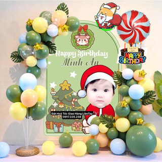 Set Phối Bóng Giáng sinh Kèm banner phông In Tên Bé Kiểu Hàn quốc Cực Kì Xinh Iu lắm Nhen❣️