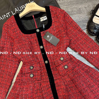 Đầm dạ Tweed cổ vuông cao cấp