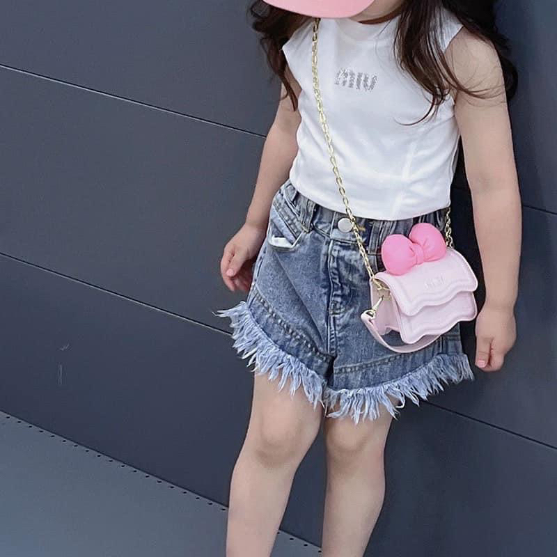 TÚI XÁCH MINI CHỮ NIE! GẮN NƠ CHO BÉ