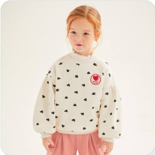 Áo lót lông họa tiết tim cổ 3 phân bé gái Jelis. HA3642