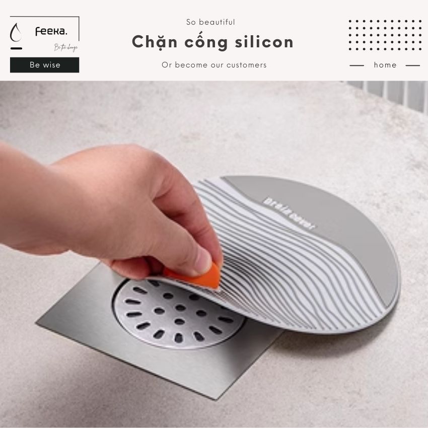 Nắp đậy cống thoát nước ngăn mùi hôi silicon FEEKA, ống bịt cống chặn mùi hôi cống đa năng