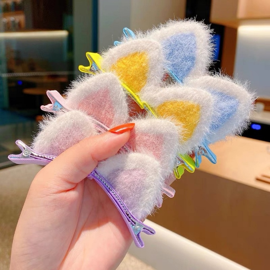 Kẹp Tóc Tai Mèo Bông Xù Lấp Lánh Phong Cách Hàn Quốc 🍀Clovershop68🍀