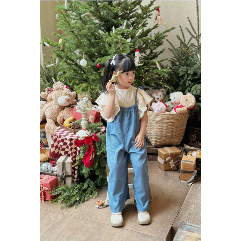 Set yếm kèm áo bé gái Mick and Milk, đồ bé gái 1,2,3,4,5,6 tuổi chất nhung tăm và cotton