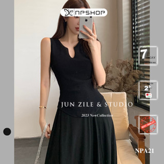 Áo sát nách cổ chữ v ôm body vạt bầu chất len lưới cao cấp hàng QCCC NPA21