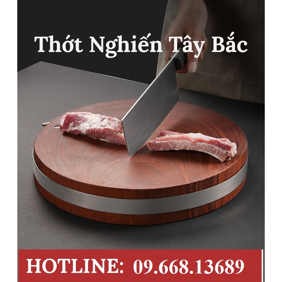 Thớt gỗ nghiến Tây Bắc Tròn vuông Full size để băm chặt đồ ăn. Cam kết không nứt, không mủn, đổ nảy cao