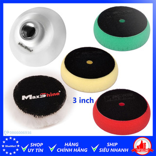 Phớt đánh bóng sơn xe MaxShine, phớt lông cừu, đế gắn máy đánh bóng đồng tâm - 3 inch