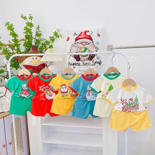 Bộ cộc tay thun lạnh minky mom họa tiết noel