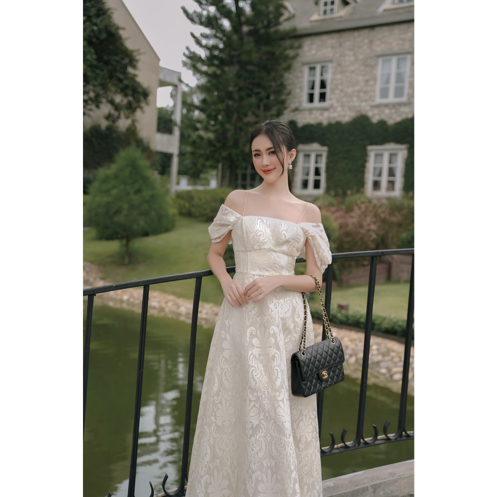 Đầm ren trắng hai dây Aurora Dress HUONG BOUTIQUE HBV1269