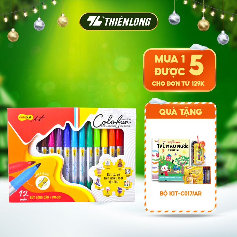 Bút Lông Dầu Mỹ Thuật Thiên Long Colokit - Mực đậm tươi đều màu an toàn sử dụng PM-C01