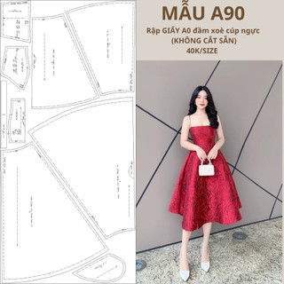 Rập giấy a0 váy 2 dây cúp ngực mã a90