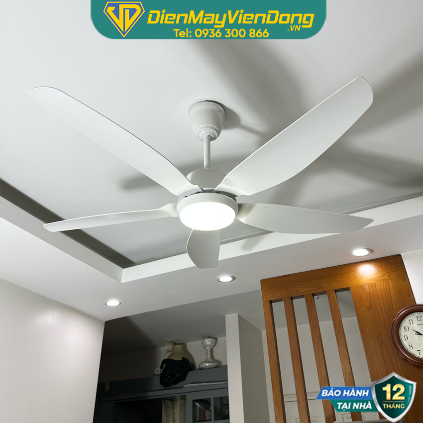 Quạt trần 5 cánh DCTFan Electric Corporation 143 động cơ DC tiết kiệm điện, điều khiển từ xa 6 cấp độ gió