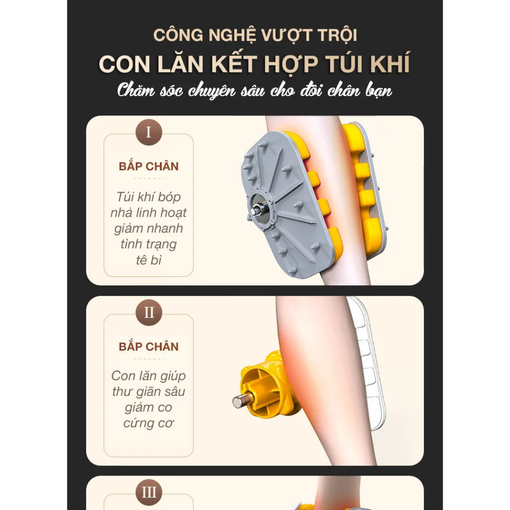 Máy Massage Chân Bàn Chân Bắp Chân Okachi JP-830 Con Lăn 4D Nhựa ABS Cao Cấp Remote Từ Xa Thông Minh
