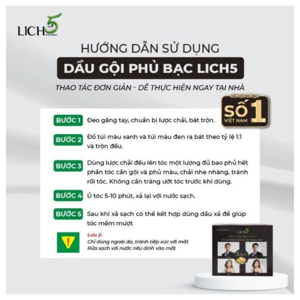 (Mua 1 tặng 1) Dầu gội thảo dược phủ bạc Lich5 cao cấp, Thảo dược cỏ cây hoa lá – 1 Gói 30g.