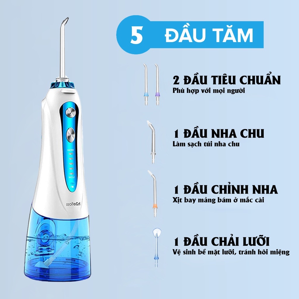 Máy tăm nước mini Xiaomi Enpuly M6 Plus pin 1100 mAh nhỏ gọn/ Máy tăm nước H2OFloss HF-9P Kèm vòi thay thế
