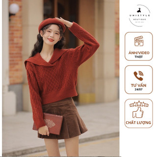 Áo len cổ thủy thủ xinh xắn phong cách thiểu thư sang chảnh