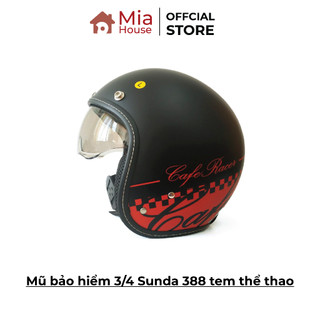 Mũ bảo hiểm 3/4 Sunda 388 tem thể thao nhiều màu