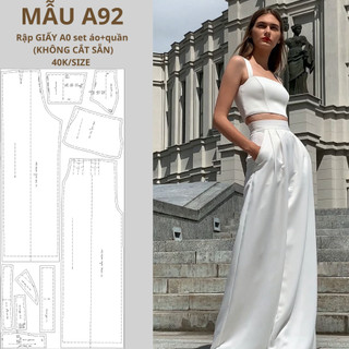 Rập giấy a0 set áo và quần ống rộng mã a92