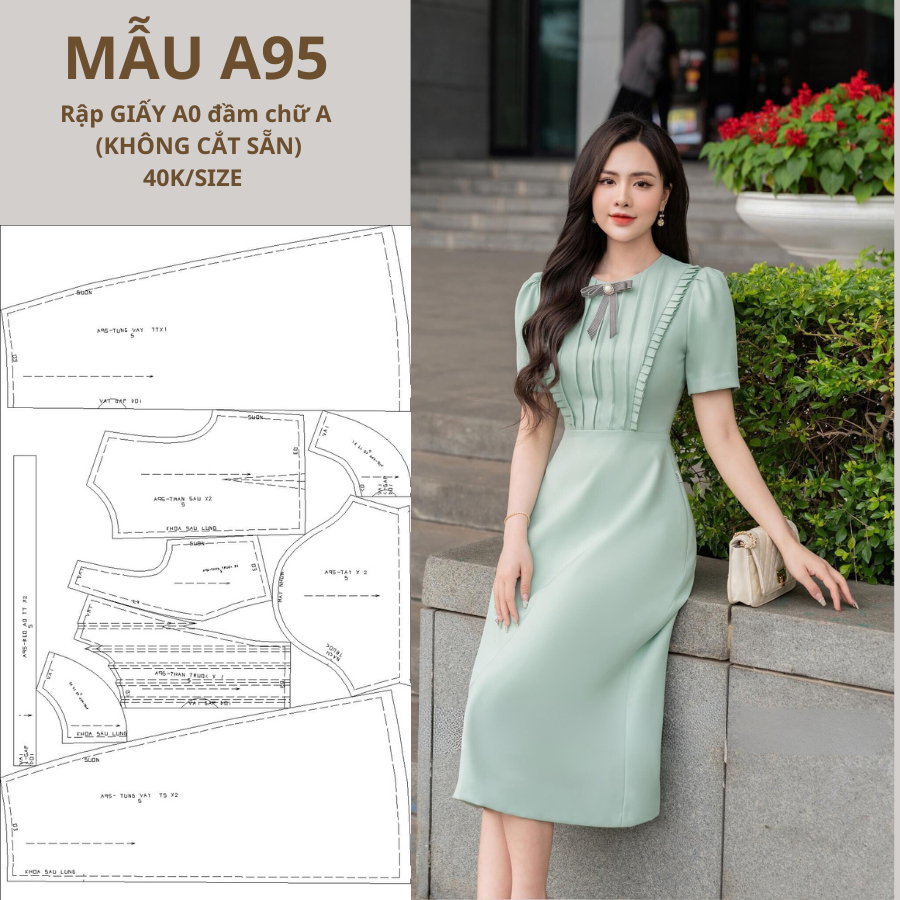 RẬP GIẤY A0 VÁY DÁNG A DÀI MÃ A95