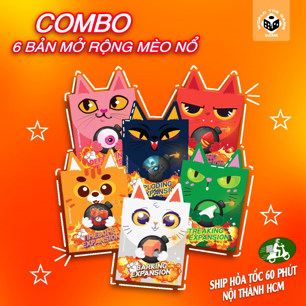 Combo 6 bản Mèo Nổ mở rộng Việt Hóa Exploding kittens Expansion