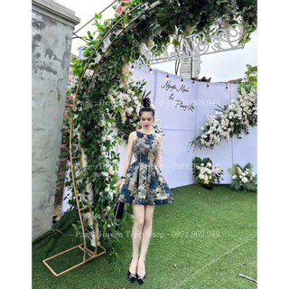 Đầm Bố Xòe Họa Tiết Trẻ Trung, Váy Sát Nách Dáng Ngắn Xếp Li Xòe Tùng Họa Tiết Siêu Xịn Lên From Cực Sang