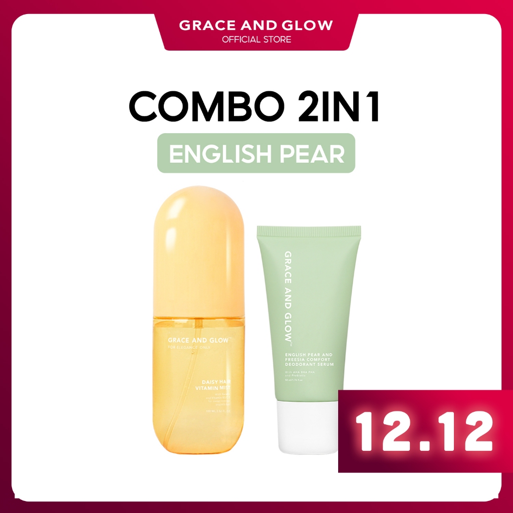 Combo 2in1 Lăn khử mùi và xịt tóc English Pear Grace and Glow 100ml + 50ml